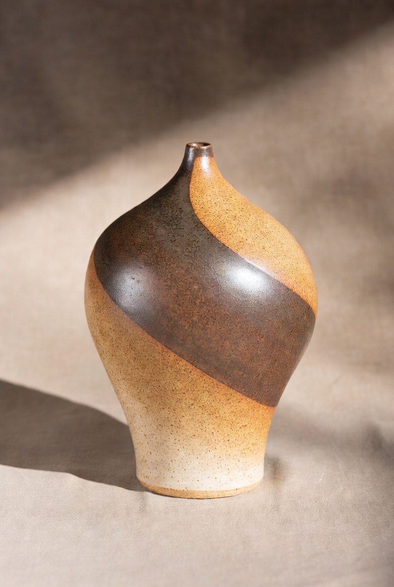 Handcrafted ceramic vase set with organic shapes
